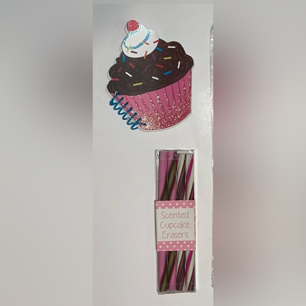 Cupcake Scented Erasers, & Small Cupcake Notebook